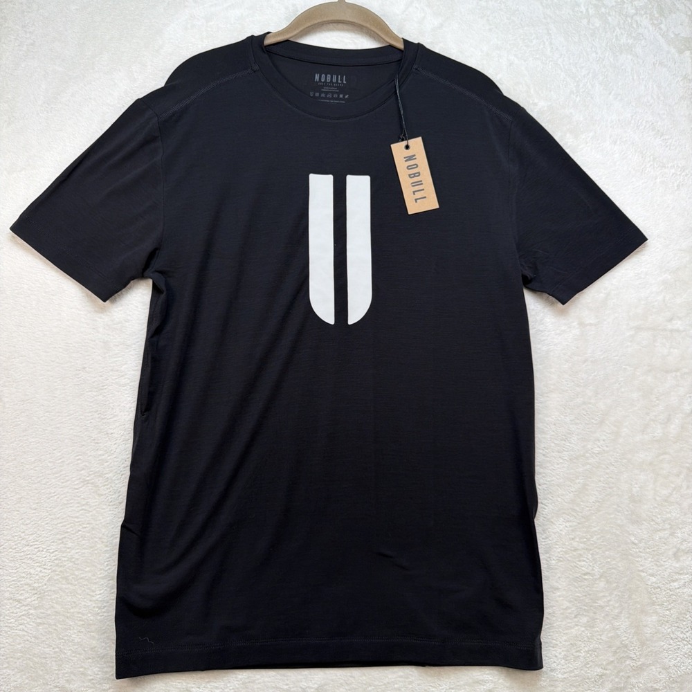 NOBULL Performance Training T Shirt Men's Medium Black Logo Workout Gym Tee - Picture 2 of 8